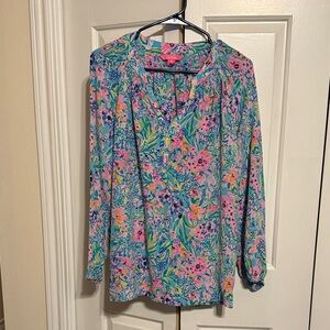 Lilly Pulitzer Floral Blouse - Pink, Blue, and Green